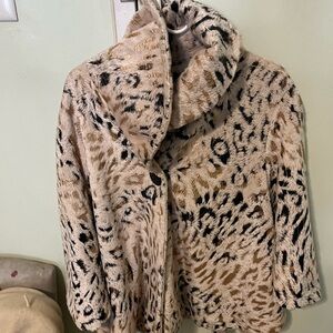 Elegant Animal Print Teddy Jacket